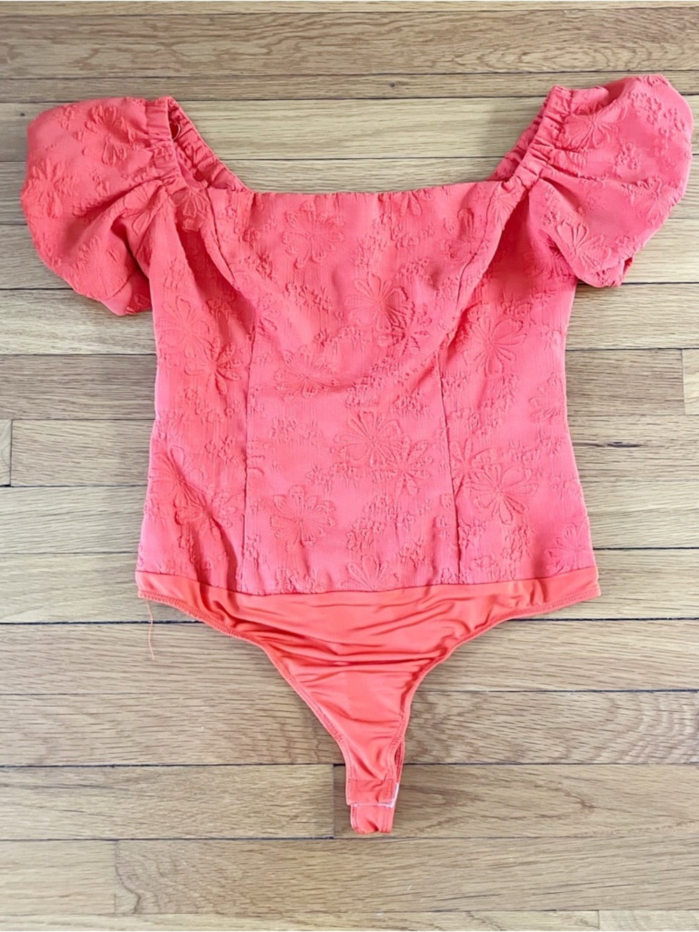 ASTR The Label Anthropologie Revolve Orange Aegean Puff Sleeve Bodysuit Medium